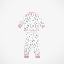 Load image into Gallery viewer, Pink White Seahorse Print Long Sleeve Kids Pyjamas