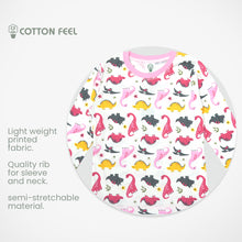 Load image into Gallery viewer, Cute Pink Dino Print Long Sleeve Kids Pyjamas