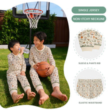 Load image into Gallery viewer, Green/Beige/Blue Long Sleeve Pyjamas With Party, Sports & Education Stationery Full Print