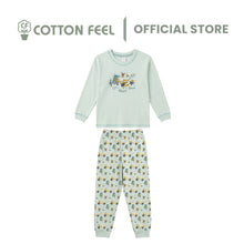 Load image into Gallery viewer, Green/Beige/Blue Long Sleeve Pyjamas With Party, Sports & Education Stationery Block Print