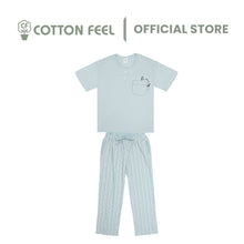 Load image into Gallery viewer, Blue Short Button Sleeve Embroidery Pyjamas With Penguin