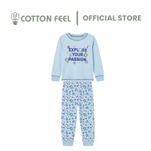 Load image into Gallery viewer, Green/Beige/Blue Long Sleeve Pyjamas With Party, Sports & Education Stationery Block Print