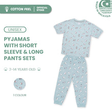 Load image into Gallery viewer, Blue Short Sleeve Pyjamas With Penguin Full Print