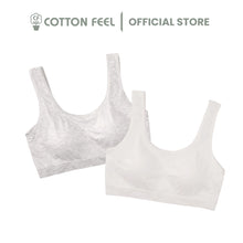 Load image into Gallery viewer, White/Grey Viscose & Spandex Bra Top With Wide Strap