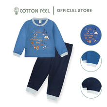 Load image into Gallery viewer, Navy Blue Long Sleeve Pyjamas With Camping Block Print
