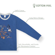 Load image into Gallery viewer, Navy Blue Long Sleeve Pyjamas With Camping Block Print
