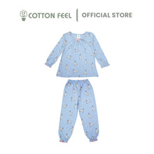 Load image into Gallery viewer, Blue/Green Semi-Fashion Long Sleeve Pyjamas – Rabbit &amp; Floral Full Print
