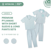 Load image into Gallery viewer, Blue Short Sleeve Collar Pyjamas With Stripe &amp; Plain Print
