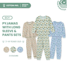 Load image into Gallery viewer, Green/Beige/Blue Long Sleeve Pyjamas With Party, Sports &amp; Education Stationery Full Print
