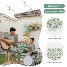 Load image into Gallery viewer, Green/Blue Short Sleeve Pyjamas With Party &amp; Education Stationery Full Print

