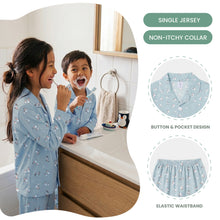Load image into Gallery viewer, Beige/Blue Long Sleeve Collar Pyjamas With Sports &amp; Penguin Full Print

