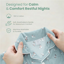 Load image into Gallery viewer, Beige/Blue Long Sleeve Collar Pyjamas With Sports &amp; Penguin Full Print
