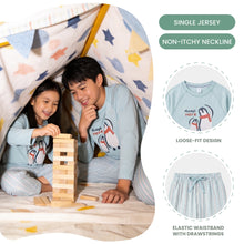 Load image into Gallery viewer, Blue Long Sleeve Pocket Embroidery Pyjamas With Penguin
