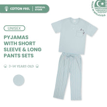 Load image into Gallery viewer, Blue Short Button Sleeve Embroidery Pyjamas With Penguin
