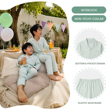 Load image into Gallery viewer, Green/Blue Long Sleeve Collar Pyjamas
