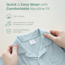 Load image into Gallery viewer, Blue Short Sleeve Collar Pyjamas With Stripe &amp; Plain Print
