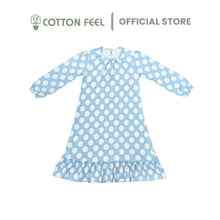 Load image into Gallery viewer, Blue Long Night Gown With Polka Dot Full Print
