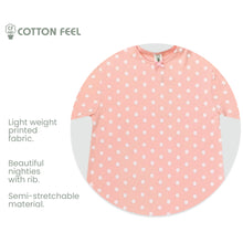 Load image into Gallery viewer, Peach Colour Short Sleeve Nighties With Polka Dot Full Print

