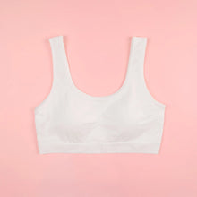 Load image into Gallery viewer, White/Grey Viscose &amp; Spandex Bra Top With Wide Strap

