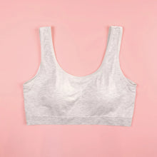Load image into Gallery viewer, White/Grey Viscose &amp; Spandex Bra Top With Wide Strap

