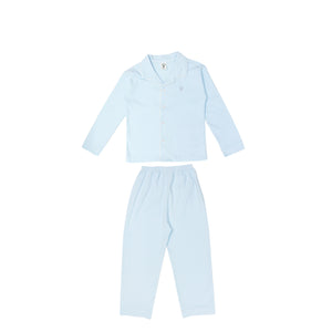 Unisex Solid Blue Colour Long Sleeve Pyjamas