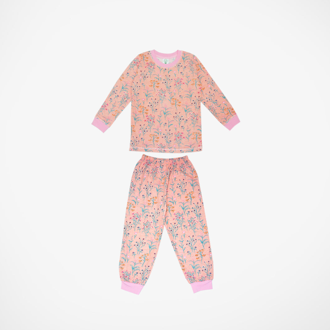 Peach Floral Long Sleeve Pyjamas
