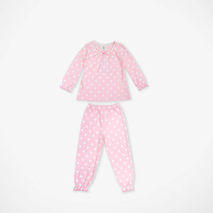 Pink Polka Dot Semi Fashion Long Sleeve Pyjamas