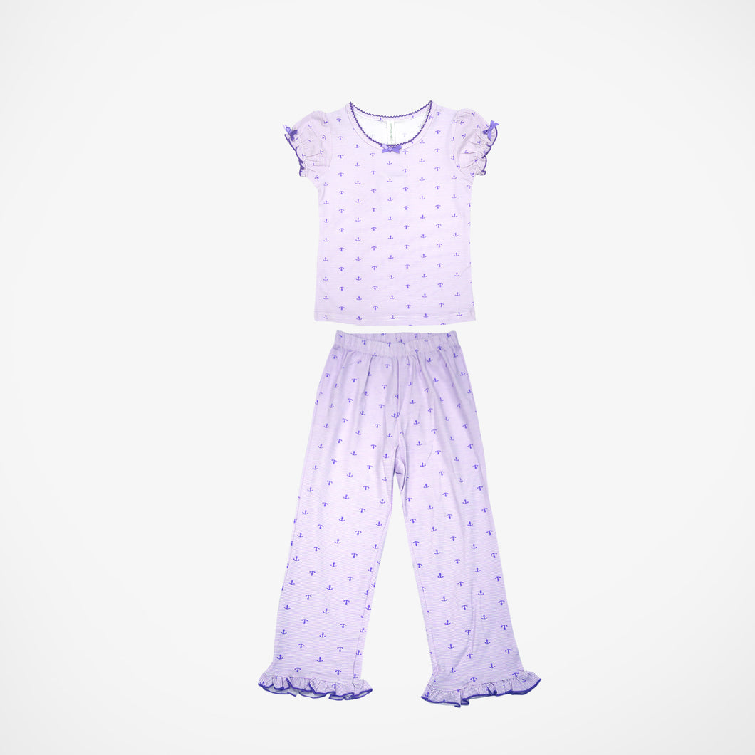 Purple Stripe Short Sleeve Pyjamas